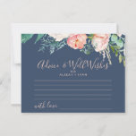 Peonías románticas | Consejo Azul y Buena Voluntad<br><div class="desc">Estas románticas cartas azules de consejos y buenos deseos de peonías son la actividad perfecta para una elegante recepción de bodas o ducha de novias. El diseño floral está decorado con flores de color rosa, melocotón y acuarela blanca en cascada sobre un fondo azul marino. Personaliza estas tarjetas con el...</div>