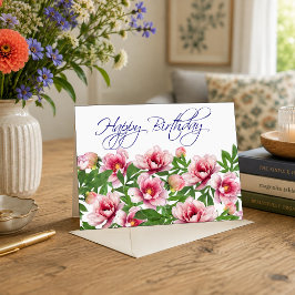 Peonías Sonrojadas — Tarjeta de Cumpleaños Botánic