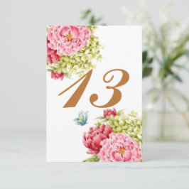 Peonías Tarjeta de Mesa Hydrangea No 13