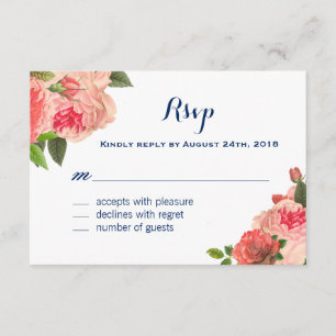 Peonie coralino en las tarjetas de RSVP de la