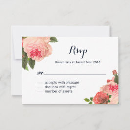 Peonie romántico de coral en las tarjetas RSVP de 