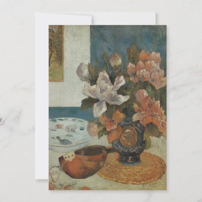 Peonies chinos y Mandolin por Paul Gauguin (Anverso)