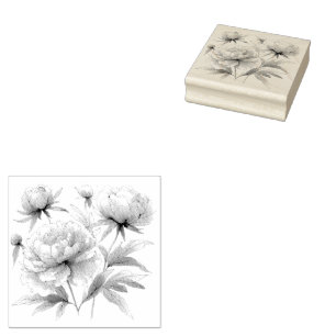 Peonies de sello de caucho Var01