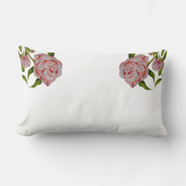Peonies en ciernes en una almohada lumbar (Anverso)