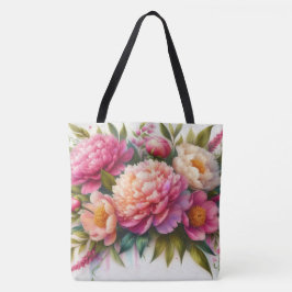 Peonies Floral rosa grande bolsa de tocador