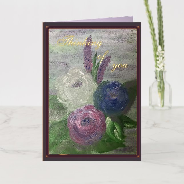 Peonies & Hollyhocks  Foil Greeting Card  (Flor)