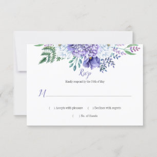 Peonies morados y blancos lapidan verde RSVP