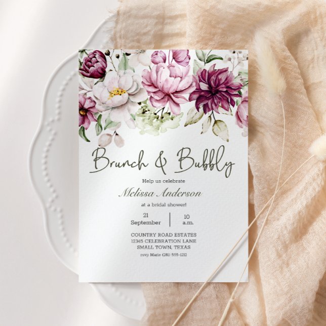 Peonies Pink Burgundy Floral Bridal Brunch (Subido por el creador)