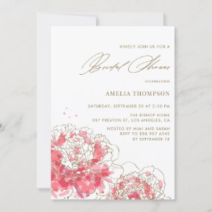 Peonies rosados   Invitación a la ducha de novia f