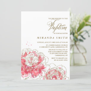 Peonies rosados   Invitación al bautismo floral