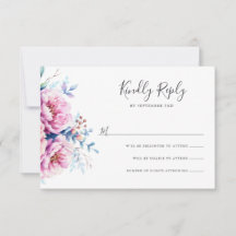 Peonies rosados | Tarjeta RSVP Floral de acuarela