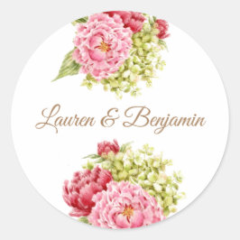 Peonies y Pegatinas de la Ronda de Bodas de Hidran