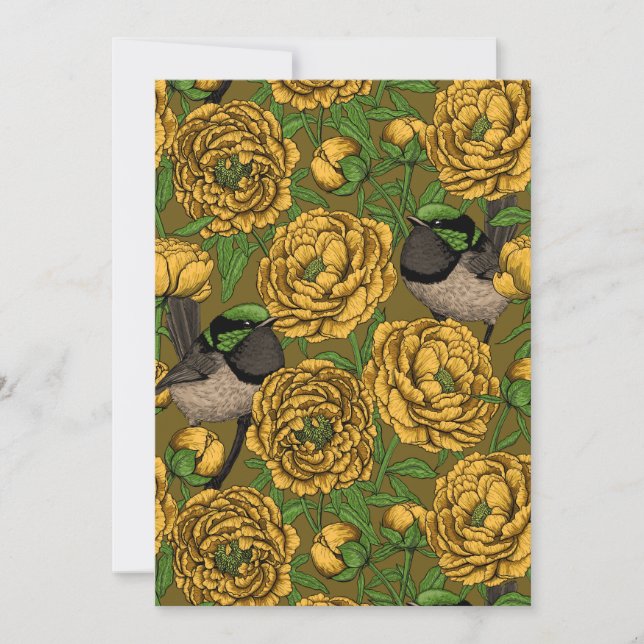 Peonies y wrens (Anverso)