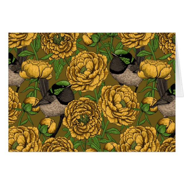 Peonies y wrens (Anverso (Horizontal))