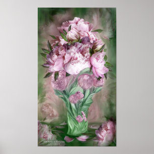 Peonis Rosa En Poster De Arte Peony Vase/Impresión