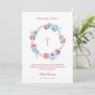 Peony Floral Chica Boy Baptism Gracias Tarjeta