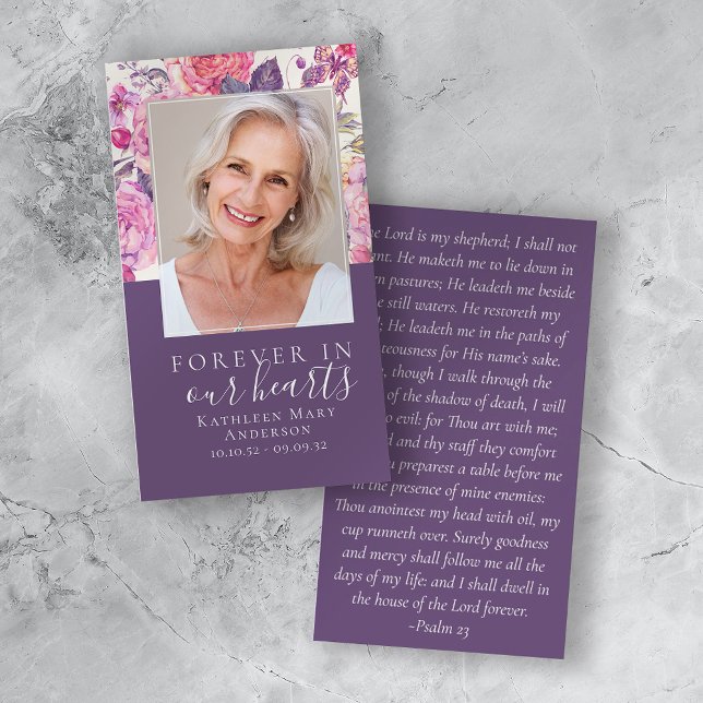 Peony Floral In Our Hearts Memorial Prayer Card (Subido por el creador)