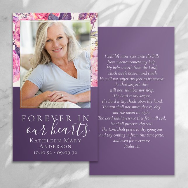 Peony Floral In Our Hearts Memorial Prayer Card (Subido por el creador)