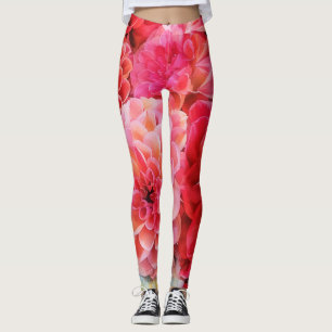 Peony floral rosa Flores Leggings de arte