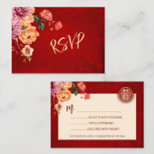 Peony Red RSVP Boda de China