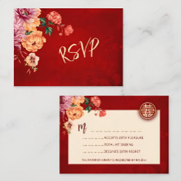 Peony Red RSVP Boda de China