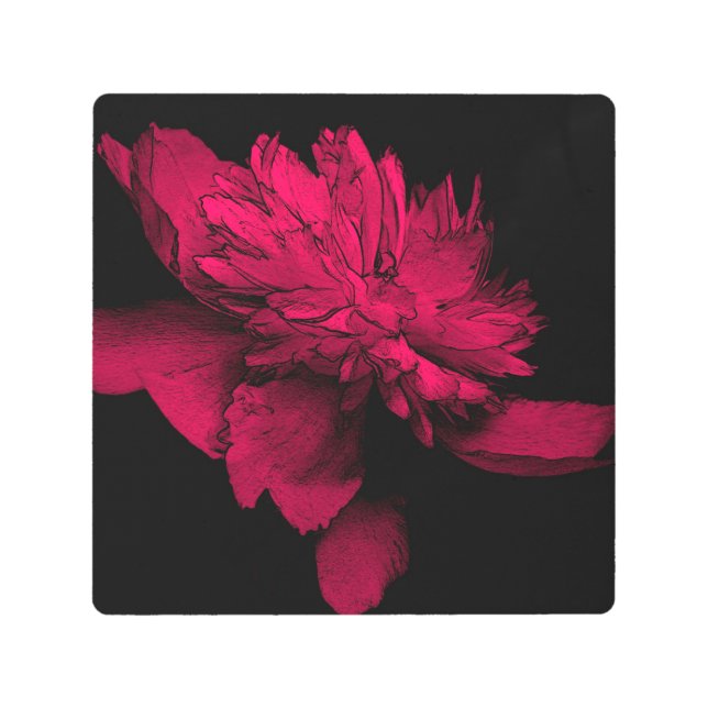 Peony Resumen Arte floral Impresión Metalizado (Anverso)