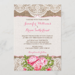 Peony rústico de los rosas de la invitación de la