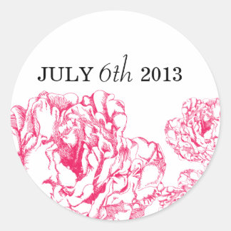 Peony Save the Date Pegatina Hot Pink