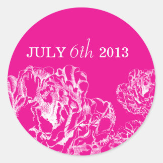 Peony Save the Date Pegatina Hot Pink