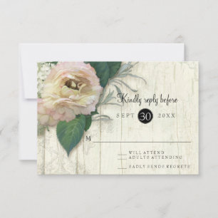 Peony White Hydrangea Flores Vintage Wood RSVP