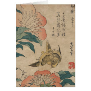 Peony y canario de Hokusai