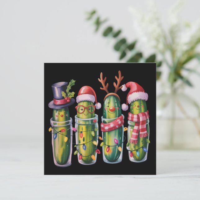 Pepino de Navidad Divertido Pepinos Fiesta  (Anverso de pie)