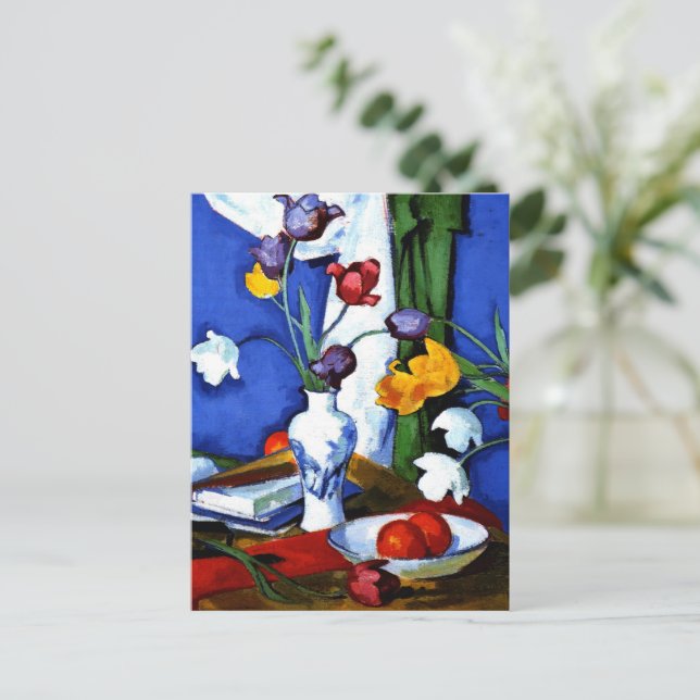 Peploe - Tulipanes y Frutas, Tarjeta Postal (Anverso de pie)