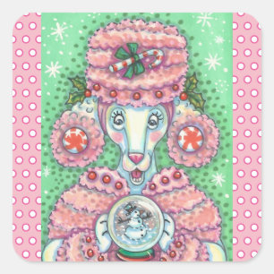 PEPPERMINT PINK POODLE, NAVIDADES PEGATINAS DE PER