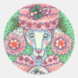 PEPPERMINT PINK POODLE, NAVIDADES PEGATINAS DE PER