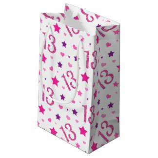 Pequeña 13.ª Chica Bolsa de Regalo de Cumpleaños Purpurina