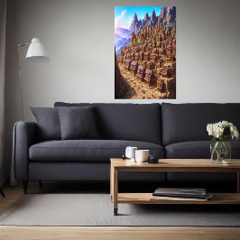 Pequeña aldea de pudding de chocolate | Arte IA