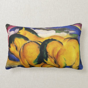 Pequeña almohada amarilla de los caballos de Fran