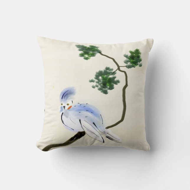 Pequeña almohada de Sumi-e del pájaro (Anverso)