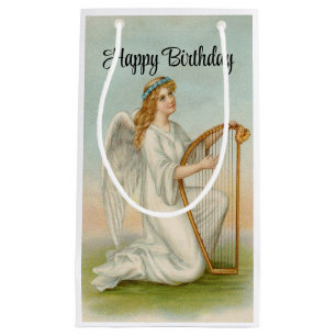 Pequeña Angel con arpa Bolsa de Regalo de Cumpleaños