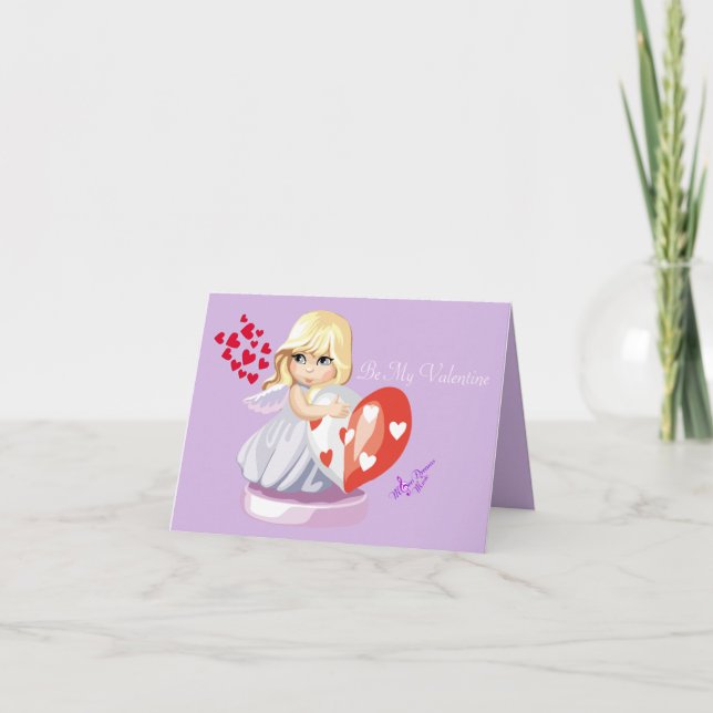 Pequeña AngelGirl sosteniendo el corazón tarjeta d (Anverso)