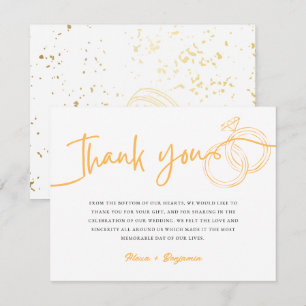 Pequeña Anillos de oro minimalistas Gracias Tarjeta de Not