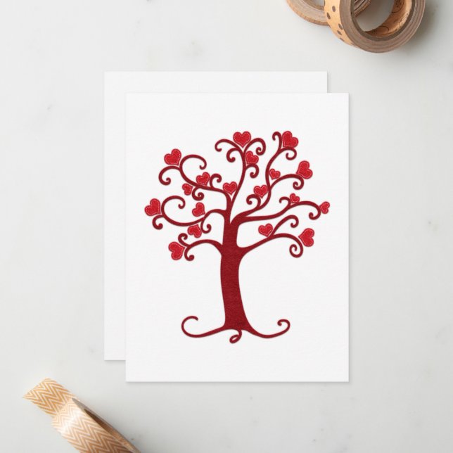 Pequeña Árbol de corazones | Valentine | Romance | Tarjeta (Anverso/Reverso In Situ)