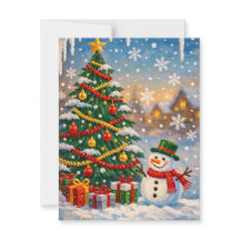Árbol de Navidad tradicional y tarjeta navideña de
