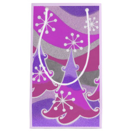 Pequeña Árboles de invierno Bolsa de regalo púrpura pequeñ