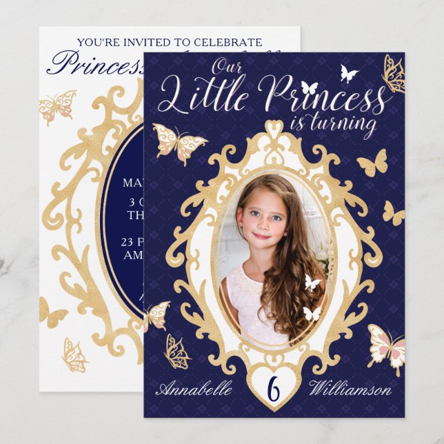 Pequeña Armada Princesa y Invitación de cumpleaños (Anverso / Reverso)
