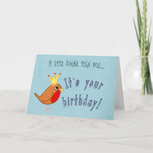 Pequeña Ave: Tarjeta de cumpleaños feliz en azul