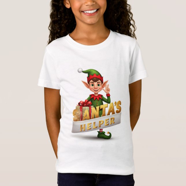 Pequeña ayudante de Santa Navidad camiseta para ni (Anverso)