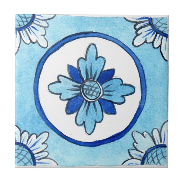 Pequeña baldosa cerámica de estilo siciliano "Cast (Frente)