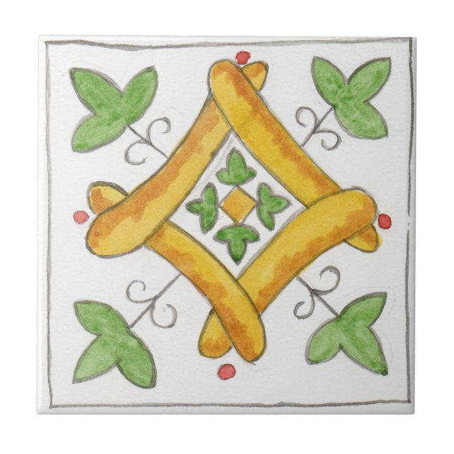 Pequeña baldosa cerámica de inspiración siciliana  (Frente)